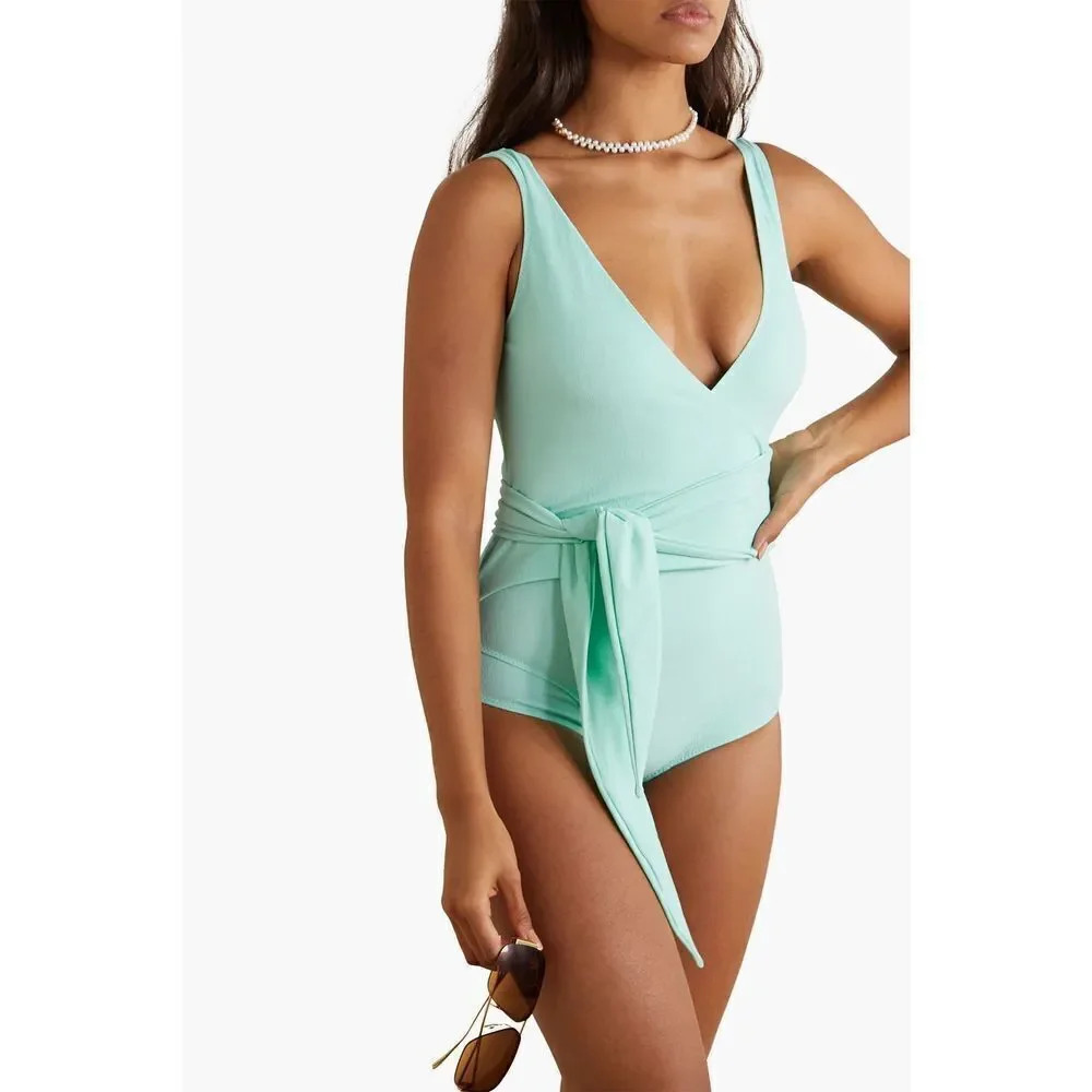 Lisa Marie Fernandez NWT SWIMSUIT the dree louise maillot seafoam crepe size xs